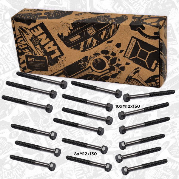 BS0012, Topplokksboltsett, šroub hl.válců/set 18ks, ET ENGINETEAM, FPT Iveco New Holland T6020 T6030 T6040   EuroCargo-IV F4AFE411A* F4AFE411B* F4AFE411C* F4AFE411E* F4AFE411F*, 4891024, 4891025, 480930, 480950, 483030, 483040