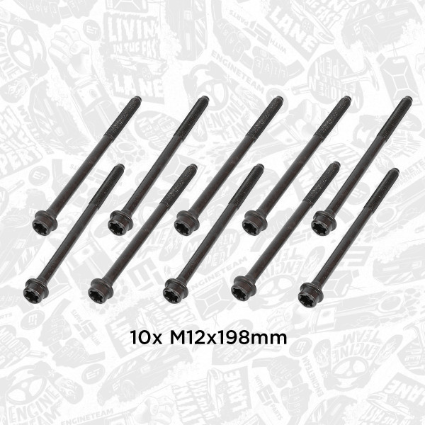 BS0021, Topplokksboltsett, šroub hl.válců/set 10ks, ET ENGINETEAM, Fiat Alfa Romeo Lancia Opel Doblo Mito Delta III Combo Combi 1,6D 198 A3000 2008+, 55206686, 55206689, 68283044AA, 55214378, 524.160