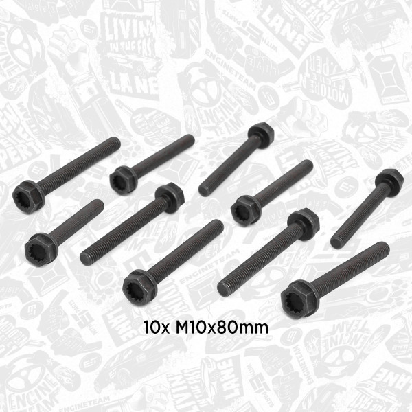 BS0028, Bolt, lagerbukk-veivaksel, šroub klik.hřídele M10x80/10ks, ET ENGINETEAM, Audi Seat Skoda VW A3 Q3 A6 Leon Ibiza Octavia Superb Passat Touran Golf BXE BKD CAYA 1,9 /2,0 TDI  , WHT008383, N90889701, WHT006458