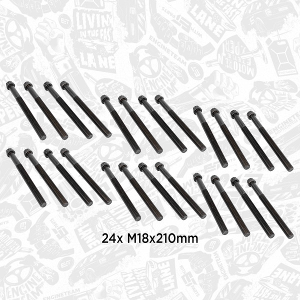 BS0032, Topplokksboltsett, šroub hl.válců/set 24ks, ET ENGINETEAM, Mercedes-Benz OM521.940 OM541.920→928/940→952 OM941.900/910/920/921/929/930/940/970/980/981/990 1996+, A5419900501, 5419900501