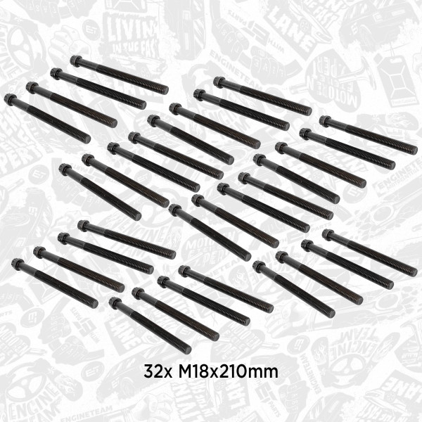 BS0033, Topplokksboltsett, šroub hl.válců/set 32ks, ET ENGINETEAM, Mercedes-Benz OM522.940→943/950 OM542.920→926/940→945/947/948 OM942.900/910→912/925/930/960/967/970/980/990 1996+, A5419900501, 5419900501