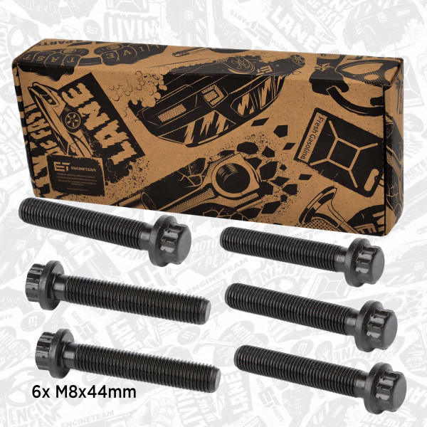 BS0041VR1, Stempelstangskrue, šroub ojnice M8x44x1/6ks ET, ET ENGINETEAM, Seat Skoda VW Fox Polo Fabia Roomster Ibiza Cordoba AWY CEVA BME CHFB 1,2 2006+