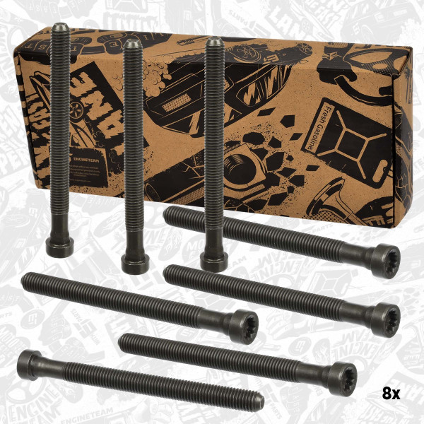 BS0053, Topplokksboltsett, šroub hl.válců/set 8ks, ET ENGINETEAM, Seat Skoda VW Ibiza Fabia Roomster Polo CFWA 1,2TDI 2009+, WHT002131, WHT002131A