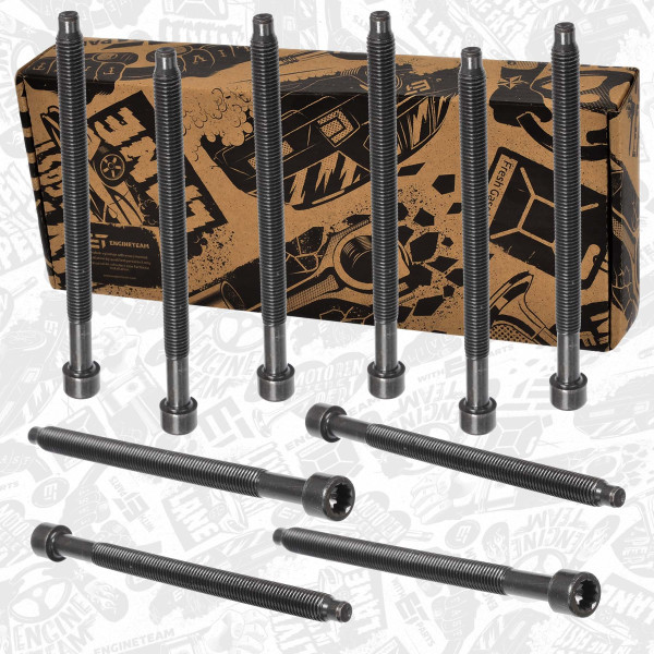 BS0057, Topplokksboltsett, Sada šroubů hlavy válce 1,9/2,0 TDI / 10x, ET ENGINETEAM, Audi Seat Skoda VW A3 A4 A6 Alhambra Toledo Leon Ibiza Superb Fabia Octavia Roomster Touran Sahran Passat Jetta Caddy Bora 1,9/2,0 TDI BXE BLS AJM 2003+, 038103384