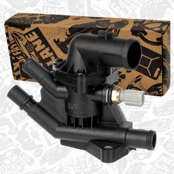 ED0238, Termostathus, Pouzdro termostatu 1,0 EcoBoost , ET ENGINETEAM, Ford B-Max C-Max Fiesta Focus Grand C-Max Transit Connect Mondeo Transit Courier M1DA SFCA 1,0 EcoBoost 2012+, CM5G-61J20-AA, CM5G-9K478-FA, CM5G-9K478-FB, CM5G-9K478-GA, 1765657, 1812482, 1829180, 1872633
