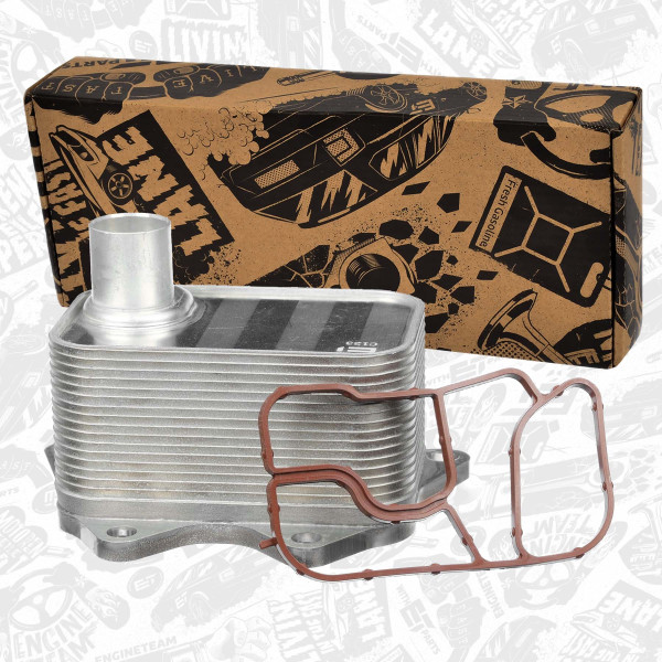 HE0009, Oljekjøler, motorolje, Chladič oleje 1,8/2,0 TSI, ET ENGINETEAM, Audi Seat Škoda VW A3 A4 A5 TT Alteal XL Alhambra Leon Exeo Yeti Octavia Superb Transport Passat CC EOS Amarok 1,8/2,0 TSI CJKA CCZA 2005+, 06J117021Q, 06J117021D, 06J117021J, 06J117021P