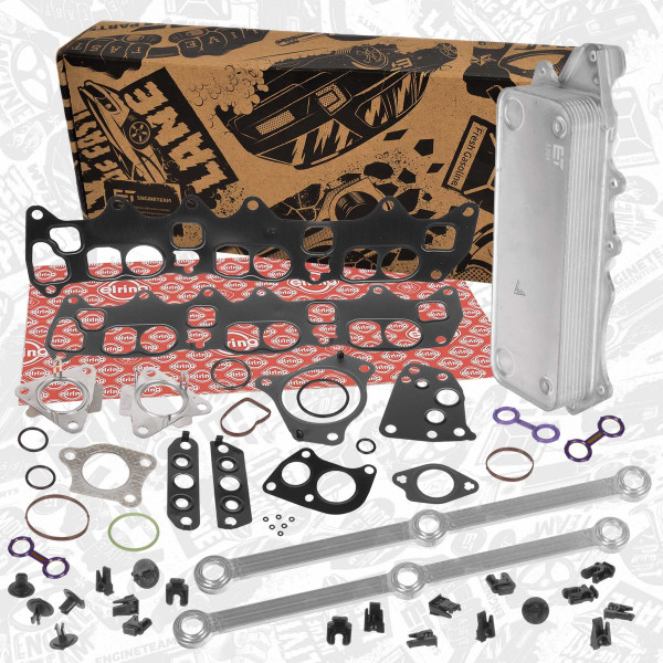 HE0011VR1, Oljekjøler, motorolje, Chladič oleje 3,0CRDi/CDI / těsn., opravna sada, ET ENGINETEAM, Mercedes-Benz Chrysler Jeep C-Class CLK CLS E-Class GLE Sprinter Viano Vito 300C Grand Cherokee Commander 3,0 CRDi/CDI OM 642 2006+, A6420907737, K05179360AB, 6420907737, K05179360AA, A6420910150, 6421880001, A6421800165, 6421800165, A6421880001, 524.281