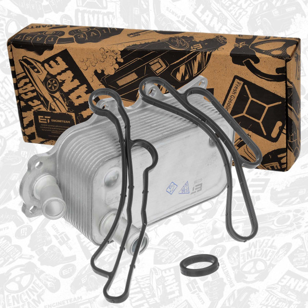 HE0015, Oljekjøler, motorolje, Chladič oleje 2,2TDCi/s těs., 2x vedení, ET ENGINETEAM, Ford Transit Van Chassis Cab Minibus 2,2TDCi/2,4TDCi/3,2TDCi 2006+, BK3Q6B624CB