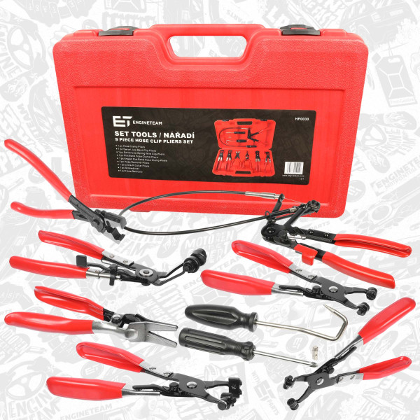HP0030, Tangsett, Sada 9 ks kleští na hadicové svorky, ET ENGINETEAM