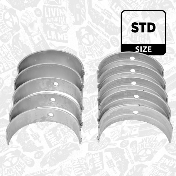 LH003600, Veivaksellagersett, Lož.hl.(HL)set/Cyl.8, ET ENGINETEAM, Toyota Lexus Land Cruiser 200 Land Cruiser Pick-up Lexus LX 450d 1VD-FTV 2008+, 11071-51010, 11701-51020, 1107151010, 1170151020, MS-1465GPSTD