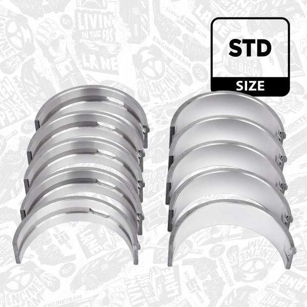 LH004500, Veivaksellagersett, Lož.hl.(HL)set/Cyl.4/1,6/1,8, ET ENGINETEAM, AUDI SEAT SKODA VW A3 A6 IBIZA TOLEDO OCTAVIA SUPERB BORA EOS GOLF BGD BLZ CDLA 1,8 2004+, 06B105561, 06B105591, 77537600