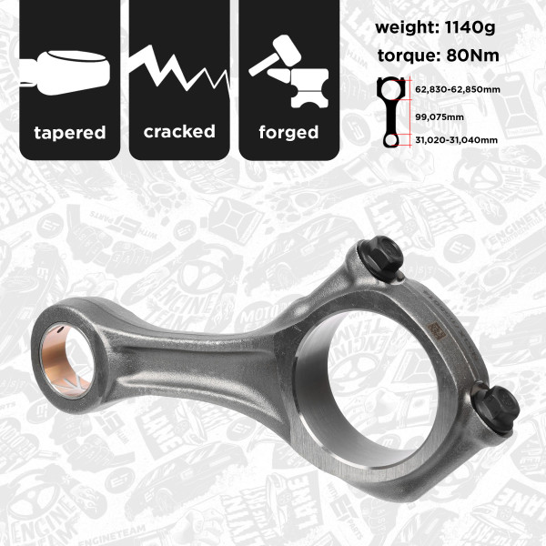 OM0005, Stempelstang, Ojnice motoru F1AE 0481/čep 31,00mm, ET ENGINETEAM, Fiat Ducato Iveco Daily-II Daily-III Daily-V Daily-VI F1AE0481A/B/F/G/H/M/R/U/V* F1AE3481A/B/C* F1AFL411A/B/C* , 504057276, 40000, CO005700, 40001