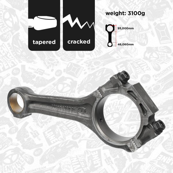 OM0016, Stempelstang, Ojnice motoru OM 442/trapéz, ET ENGINETEAM, 4220300220, 4420300220, 010310442000, 20060344200, 44460, 50009130