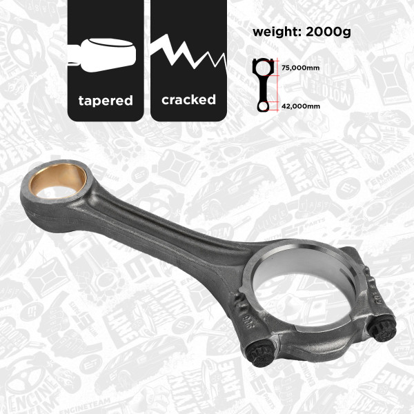 OM0018, Stempelstang, Ojnice motoru OM 904/906/čep 42,00mm, ET ENGINETEAM, FAP B-Series, Mercedes-Benz Atego/Axor/Vario OM 904/906/907/909/924/926 1996+, 9060300320, 010310900001, 20060390601, 44780