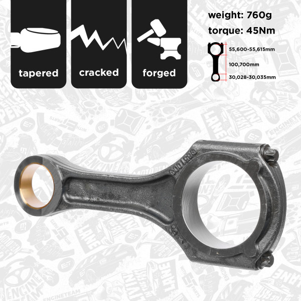 OM0026, Stempelstang, Ojnice motoru OM 651., ET ENGINETEAM, Mercedes Vito Sprinter 2,2CDi 2006+ OM651, 6510300020, 010310651000, 50009231, CO001200