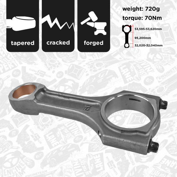 OM0036, Stempelstang, Ojnice motoru 2,0D/čep.32,00mm, ET ENGINETEAM, BMW MINI 1 X3 2 X5 3 Countryman Clubman Roadster 2,0 Turbo 120 d  2003+, 11247807345, 11248473776, 11248508023, 40720, CO006000