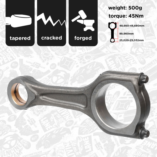 OM0049, Stempelstang, Ojnice motoru 1,4 Hdi , ET ENGINETEAM, Citroen Peugeot C3 C2 206 307 1007 8HZ (DV4TD) 1,4HDi 2002+, 1509473, 060388, 1802394, 7S6Q-6200-AD, 0603A8, 7S6Q6200AD, 7S6Q-6200-AC, 7S6Q6200AC, 40395, CO001800