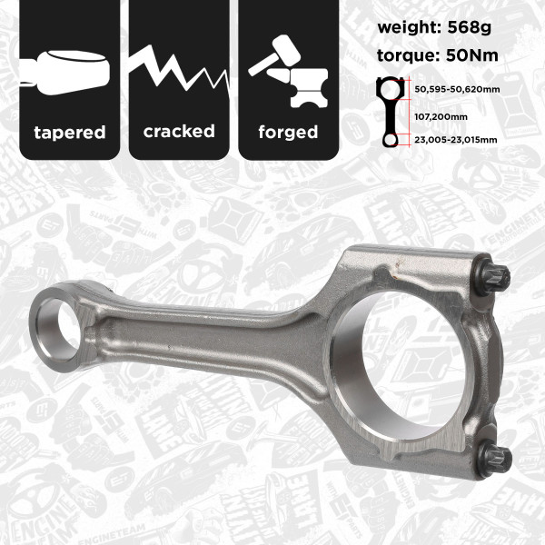 OM0063, Stempelstang, Ojnice motoru 2,0TSI/čep 23,00mm, ET ENGINETEAM, Audi A3 A4 A5 A6 Q2 Q3 Q5 Q7 TT Seat Altea Alhambra Ateca Leon Škoda-VW Octavia-II Superb-II Yeti Kodiaq Volkswagen Bora Golf Passat Tiguan Transporter Amarok  CCTA CCZA CCZB CCZA CDAB CHHA CHHB CJXA CZPA 1,8TSI 2,0TFSI Euro6 2008+, 06H198401D, 40820, 50009200, CO008000