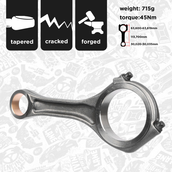 Stempelstang - OM0077 ET ENGINETEAM - 059198401N, 059198401H