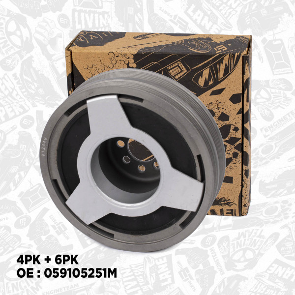 PC0009, Remskive, veivaksel, řemenice klik.hřídele 2,5TDI, ET ENGINETEAM, Skoda VW Audi 2,5TDI 1995-2008, 059105251AC, 059105251M