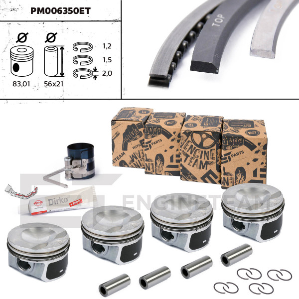 PM006350ET, Plungersett, Píst komp.2,0TFSI 16V/čep 21,00mm - repair kit, ET ENGINETEAM, 40247620