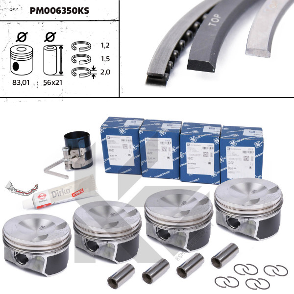 PM006350KS, Plungersett, Píst 40247620S - 2,0TFSi 16V/čep 21mm - repair kit, ET ENGINETEAM, 40247620