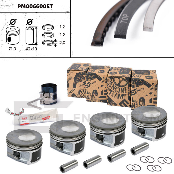 PM006600ET, Plungersett, Píst komp.1,2TSi/čep 19,00mm - repair kit, ET ENGINETEAM, 03F107065F, 03F107065G, 03F107065A, 03F107065D, 028PI00130000, 41257600