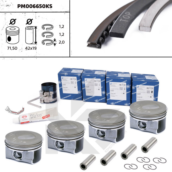 PM006650KS, Plungersett, Píst 41257620S - 1,2TSi/čep 19,00mm - repair kit, ET ENGINETEAM, 41257620S , 028PI00130002, 41257620