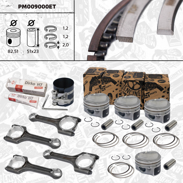 PM009000ET, Plungersett, Píst+ojnice-1,8TFSI 16V/čep 23mm-repair kit, ET ENGINETEAM, 06H107065DL, 06J198401H, 06H107065BS, 06H107065BF, 06H107065DF, 06H107065CP