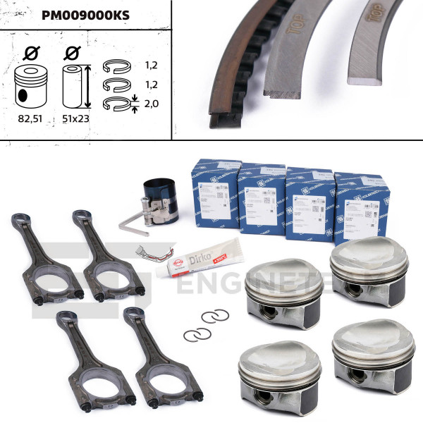 PM009000KS, Plungersett, Píst+ojnice-1,8TFSI 16V/čep 23mm-repair kit, ET ENGINETEAM, 41197600S + 50009180, 06H107065DL, 06J198401H, 06H107065BS, 06H107065BF, 06H107065DF, 06H107065CP