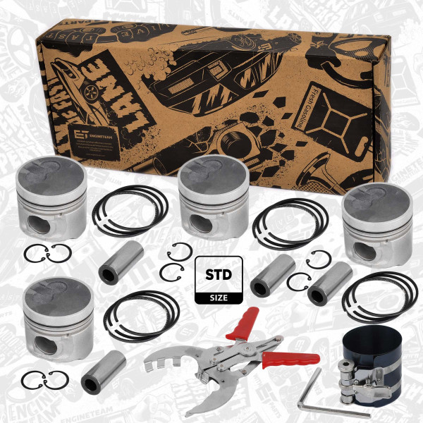 PM010100VR2, Plungersett, Píst komp.2,5Di - repair kit/čep 32,00mm,kleště+inst., ET ENGINETEAM, Dodge Ford Hyundai Galloper H100 Mitsubishi L200 Pajero Montero Montero Sport D456T 2001-2006 K74T K94W V24W V44W V64W V74W, MD377962, MD377963, MD377965, MD377966, MD984128, MD984130