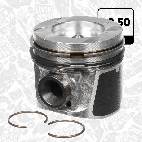 PM012150, Stempel, Píst komp.2,0dCi/kom.49,07mm, ET ENGINETEAM, Nissan Opel Reanult Primastar X-trail Vivaro Espace Laguna Trafic M9R 2,0dCi 2006+, 40262620, 856555, 87-422007-00