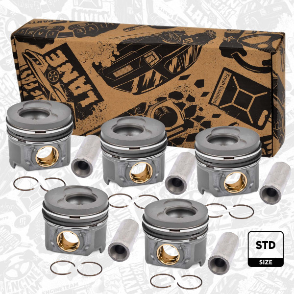 PM013700, Stempel, Píst komp. - repair kit 2,5TDI/1-5válec, ET ENGINETEAM, VW Multivan/Transporter 2,5TDI 2003-2010, 070107065AK, 070107065M, 070107103AK, 070107065AL, 070107065N, 0309700, 41091600, 87-421000-10, 0309800, 41092600, 87-421000-20