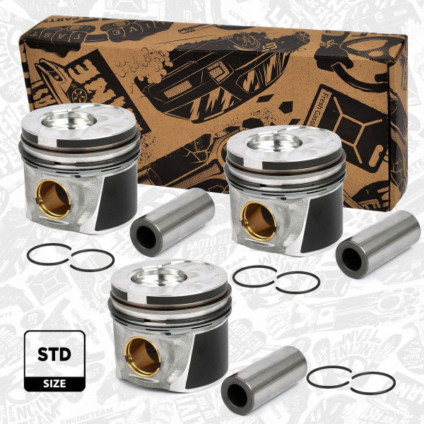 PM013800, Stempel, Píst komp. - repair kit 1,4TDI/1-3 válec  ET, ET ENGINETEAM, Skoda VW Audi Seat A2 Ibiza Cordoba Arosa Roomster Fabia Polo Fox 1,4TDI 1999+, 045107065AK, 045107065AP, 045107065G, 045107065S, 045107101S, 045107065AJ, 045107065AN, 045107065F, 045107065R, 045107101R, 0305500, 41158600, 87-114900-85, 0305400, 41159600, 87-114900-80
