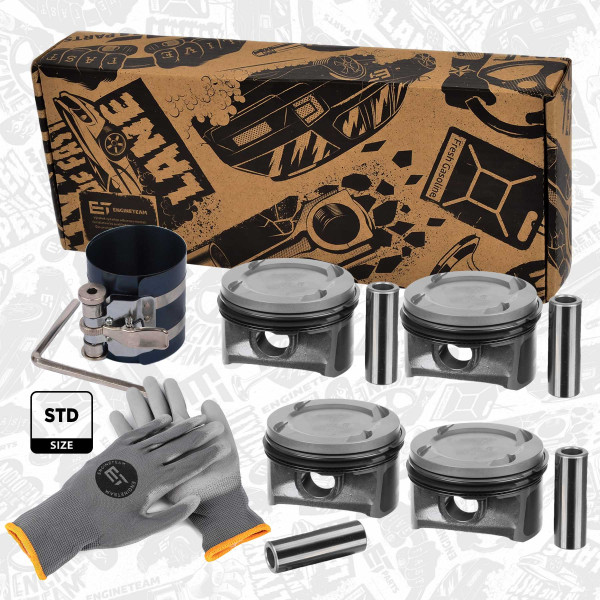 PM015200VR1, Plungersett, Píst komp. - repair kit 1,4i 16V, ET ENGINETEAM, Opel Chevrolet Adam Astra Corsa Meriva A 14 XER 1,4 2010+, 625067, 623150, 55571102, 55588065