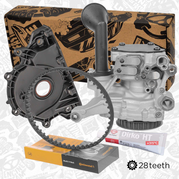 PU0174VR2, Oljepumpesett, Pumpa olej.2,0TDi CLHA do2014/ 28zubů/s řemenem,těsněním, ET ENGINETEAM, VW Audi Škoda Seat Golf A3 Octavia Leon 2.0TDI CLHA <2014, 04L145208D, 04L115264A, 04L103151A, D176501A1, 7.24808.35.0