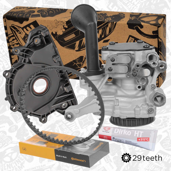 PU0175VR2, Oljepumpesett, Pumpa olej2,0TDi CLHA od 2014 / 29 zubů/s řemenem,těsněním, ET ENGINETEAM, Audi Seat Skoda VW Q3 TT A3 Terraco Leon Alhambra Ateca Yeti Superb Octavia Karoq Kodiaq Tiguan Sharan Golf Arteon Caddy 2,0 TDI CLHA DCZA 2014+, 04L145208H, 04L145208K, 04L115264A, 04L103151A, D176501A1, 7.24808.32.0