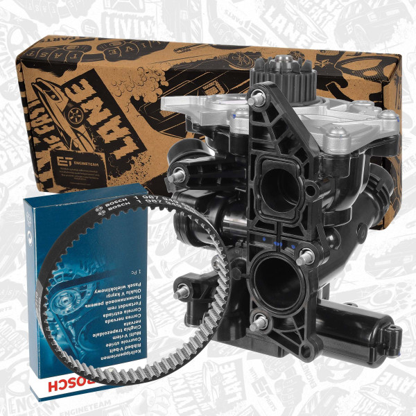 PW0027, Vannpumpe, motorkjøling, Pumpa vodní 2,0TSi/s termostatem, řemenem, ET ENGINETEAM, Audi Skoda Seat VW Cupra A1 A3 A4 Q3 Q5 Ateca Leon Ibiza Alhambra Superb Octavia Kodiaq Touran Tiguan Polo Passat Golf Arteon 1,8/2,0 TSI CJSA/CYRC 2017+, 06L121111H, PAC121111, 06L121111K, 95812111100, 06L121600C, 06L121005A, 06L121111E, 06K121011, 06L121111, 06L121111J, 06L121111M, 06L121111L, 06L121012H, 06L121600B, 06L121012A, 06L121600D, 06L121012, 06L121111B, 06L121111G, 06K121011C, 06K121011B