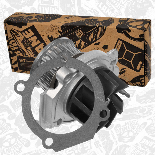 PW0043, Vannpumpe, motorkjøling, Vodní čerpadlo, chlazení motoru 1,4 199 A7.000, ET ENGINETEAM, Fiat Opel Lancia Opel Alfa Romeo Abarth 500 Punto Grande Punto Stilo Qubo KA Ypsilon Delta Combo Renegade 1,4 199 A7.000 2009+, 1334190, 46520401, 9S518501A1A, 55184081, 9S518501CA, 55198547, 9S518501CB, 1535462, 55204538, 1535466, 55221397, 1581511, 55268277, 2006487, 55271994, 55284051, 6000100222, 6001073348, 71777350, 71778290