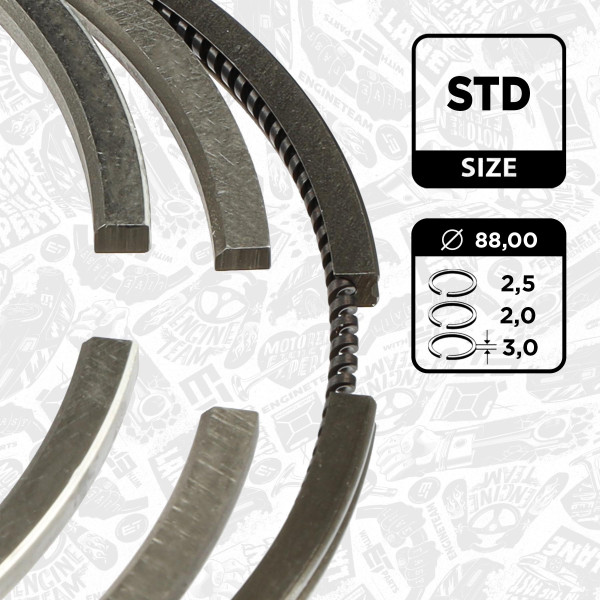 R1001000, Stempelringsett, Sada píst.kr.(1) 2,2CDI, ET ENGINETEAM, Mercedes-Benz C/E Class/Vito/Sprinter 2,2CDI OM 646/647/648 2001+, 6460300324, 00136N0, 08-117900-00, 800048010000, 08-135600-00