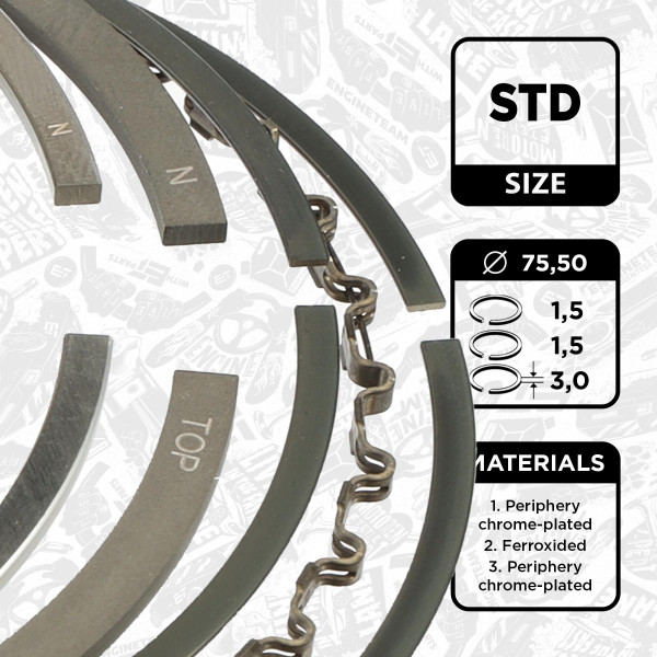 R1004800, Stempelringsett, Sada píst.kr.(1) 1,4i Fabia, ET ENGINETEAM, Skoda Fabia Octavia 1,4i AMD AME AQW ATZ AZE 1999+, 047198151A, 05961N0, 800057740000, 9-4207-00, 800057710000