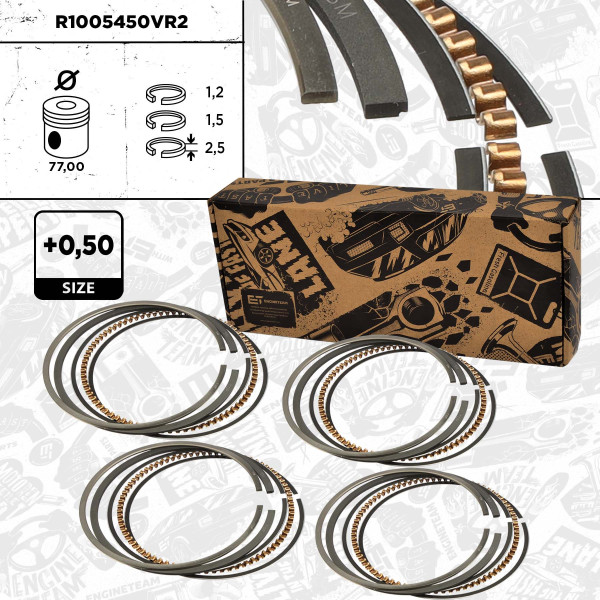 R1005450VR2, Stempelringsett, Sada píst.kr.(4) - repair kit 1,2i 12V, ET ENGINETEAM, Skoda Fabia Roomster, Seat Ibiza Cordoba, VW Polo Fox 1,2 AZQ BME