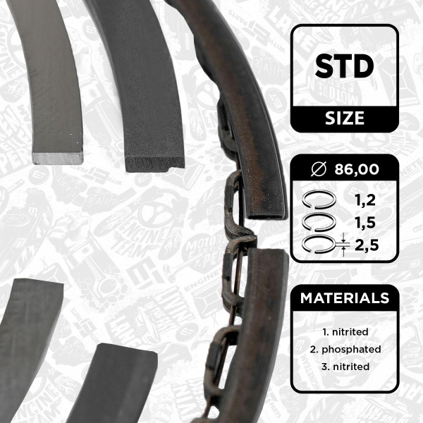 R1007400, Stempelringsett, Sada píst.kr.(1) 2,2 16V, ET ENGINETEAM, Opel Astra G/Vectra/Zafira 2,0/2,2i 1999+, 01220N0, 800049110000, 800049140000
