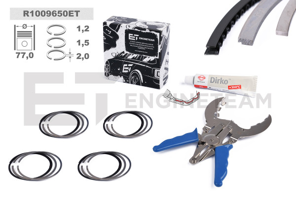 R1009650ET, Stempelringsett, Sada píst.kr.(4) 1,4TSI - repair kit, ET ENGINETEAM, 800079010050