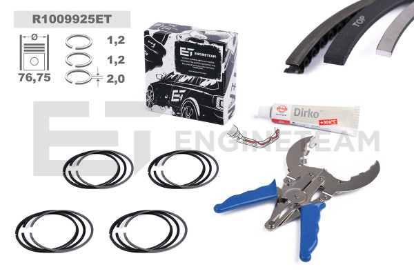 R1009925ET, Stempelringsett, Sada píst.kr.(4) 1,4FSI - repair kit, ET ENGINETEAM, 02801N1, 800073310025