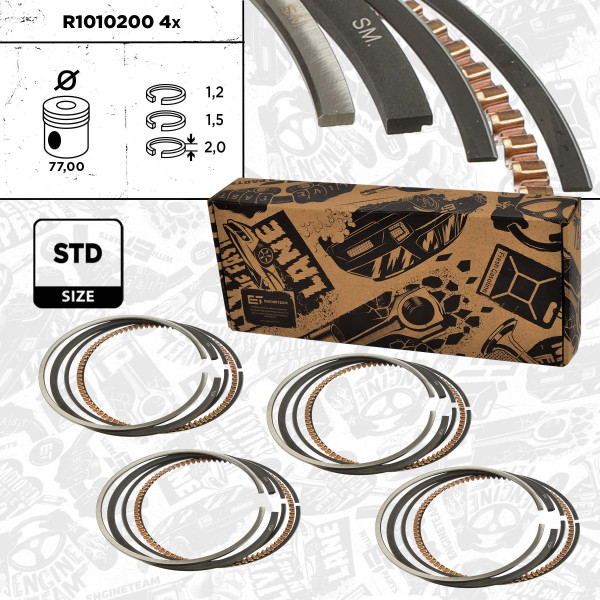R1010200VR1, Stempelringsett, Sada píst.kr.(4) - repair kit 1,6i , ET ENGINETEAM, Mini Cooper S R56 N14B16A, Citroen Berlingo 1,6VTi, Peugeot Partner 2009+, 0640T6, 11257566479, 0640.T6, 1607824580, 081RS001040N0, 800115910000