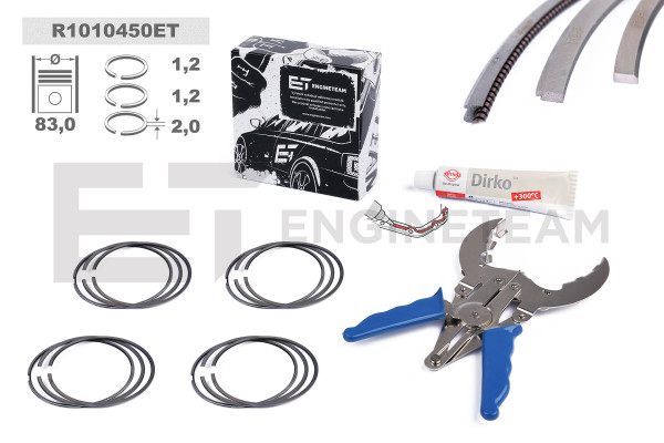 R1010450ET, Stempelringsett, Sada píst.kr.(4) 2,0TFSI - repair kit, ET ENGINETEAM, 02814N2, 800077510050
