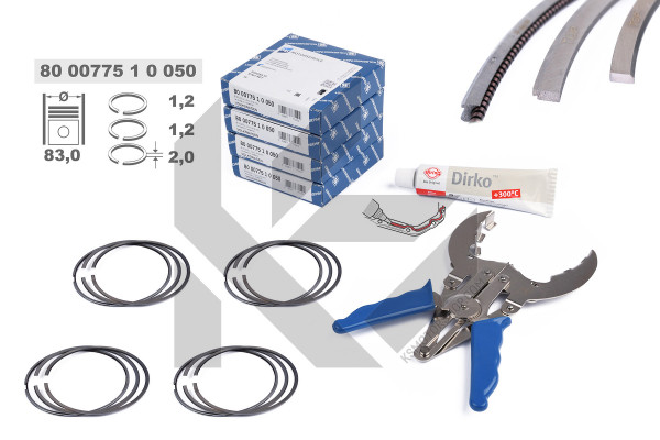 R1010450KS, Stempelringsett, Pístní kroužky 800077510050S 2,0TFSi - repair kit, ET ENGINETEAM, 800077510050S , 02814N2, 800077510050