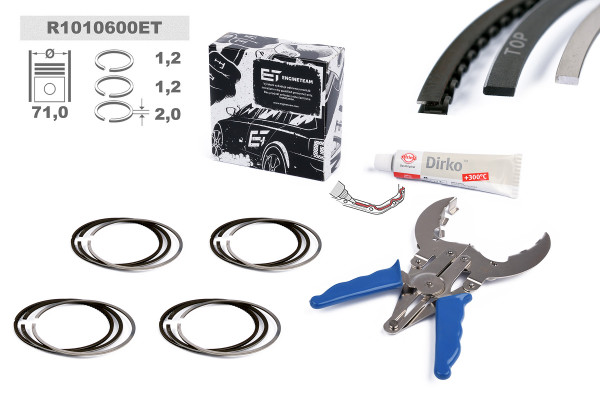 R1010600ET, Stempelringsett, Sada píst.kr.(4) 1,2TSi - repair kit, ET ENGINETEAM, 03F198151D, 04E198151T, 028RS001300N0, 08-442300-00, 800114110000, 800114111000