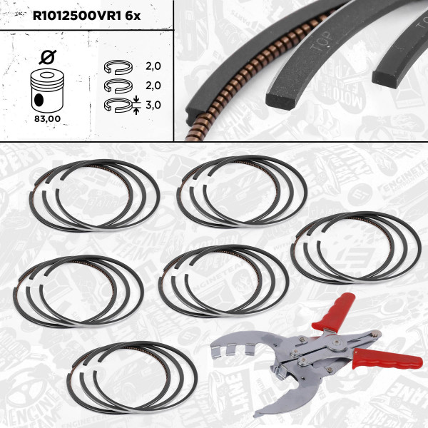 R1012500VR1, Stempelringsett, Sada píst.kr.(6) - repair kit 2,7/3,0 TDI, ET ENGINETEAM, Audi VW A4 A6 A8 Q7 Phaeton Touareg BMK BUG 2,7 / 3,0 Tdi 2004+, 059198151M, 02816N0, 08-434300-00